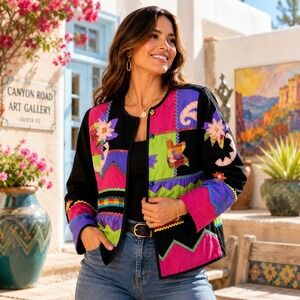 Allure Women's Medium Patchwork Jacket Colorful Artsy Eclectic Y2K Statement